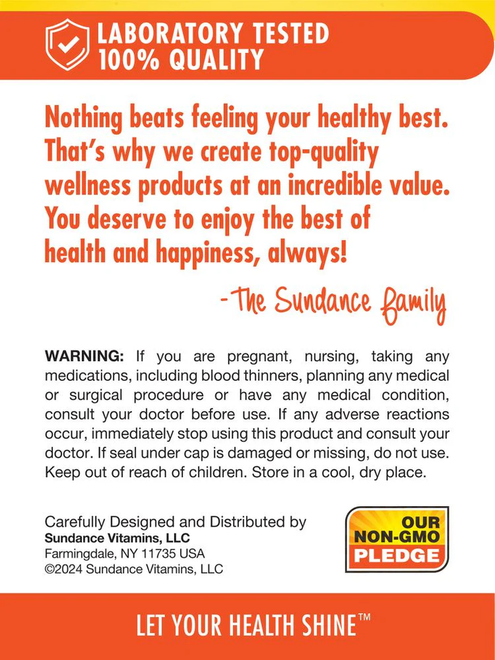 SUNDANCE FISH OIL 1200 mg bottle with 100 soft gel capsules for brain, skin, and heart health.