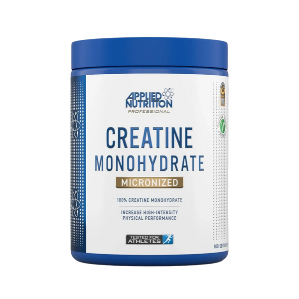 Container of Applied Nutrition Creatine Monohydrate on a gray background