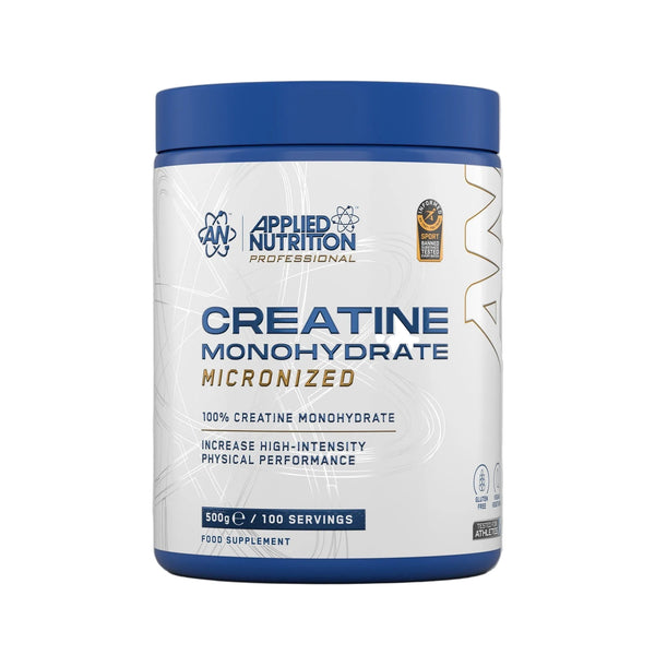 Container of Applied Nutrition Creatine Monohydrate on a gray background