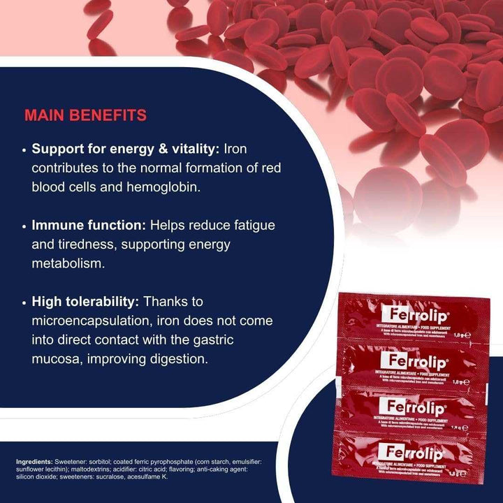 FerrolipFerrolip Iron Supplement Lemon Flavoured Soluble Sachets for Pregnant Women and Anemia