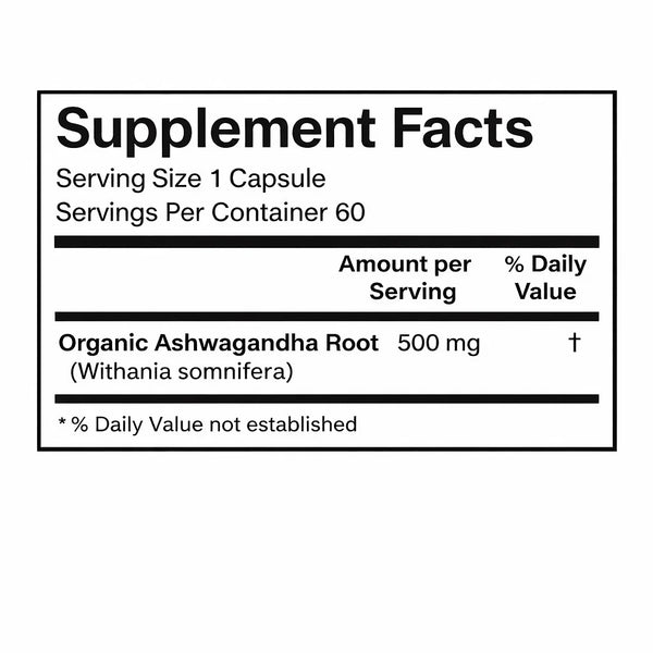 Bio Energy Tech Ashwagandha Supplement Facts