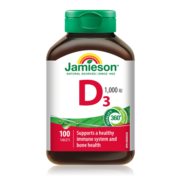 Jamieson Vitamin D3 1,000 IU , 100 Tablets | SUPPLEMENTO