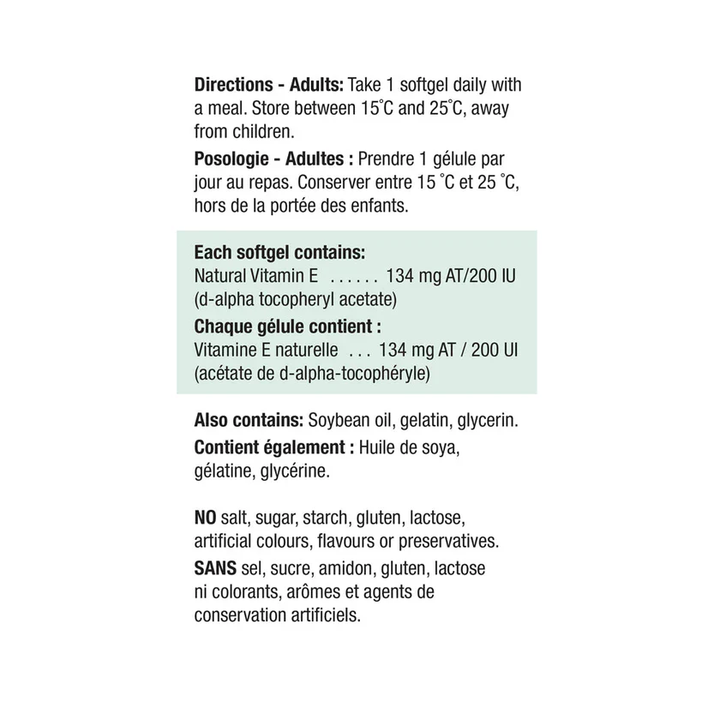 Jamieson  Vitamin E 200 IU - 100 softgels | SUPPLEMENTO