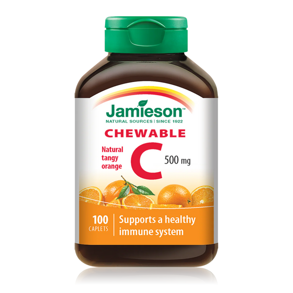 Jamieson  Vitamin C - 100 Chewable tablets (Tangy Orange flavour) | SUPPLEMENTO