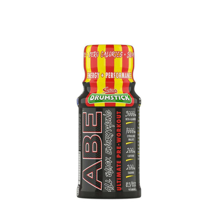 ABE Ultimate Pre Workout Shot 60ml bottle with energy-boosting ingredients.
