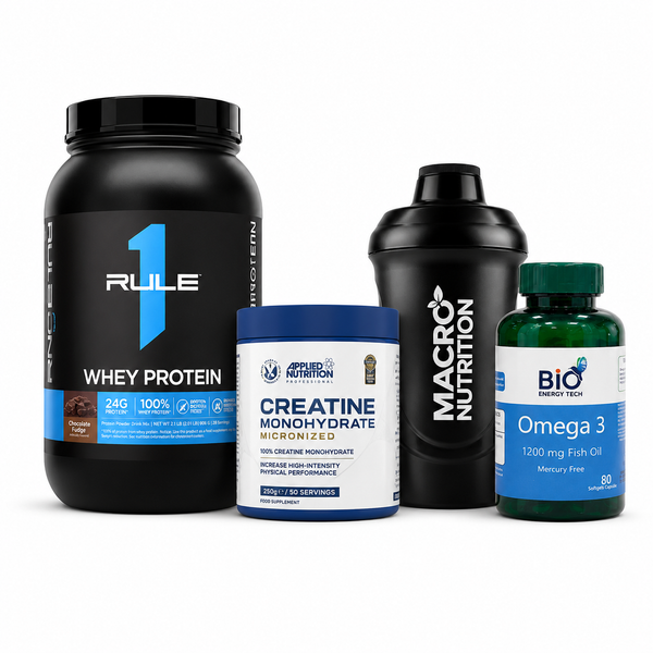 Whey Protein Creatine Omega 3 and Shaker Bundle