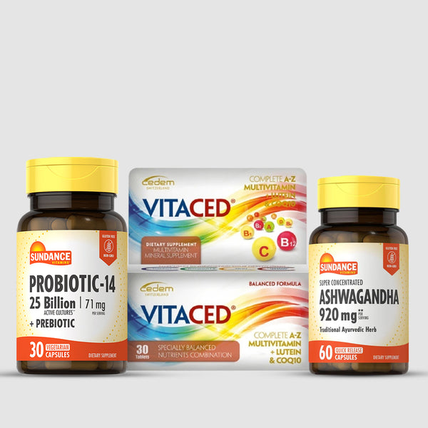 Ashwagandha , Probiotics-14 , vitaced Multivitamins 30 Tablets Bundle