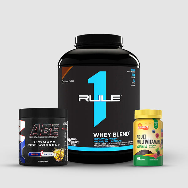 Rule One whey, Multivitamins Gummies , ABE Pre-workout Bundle