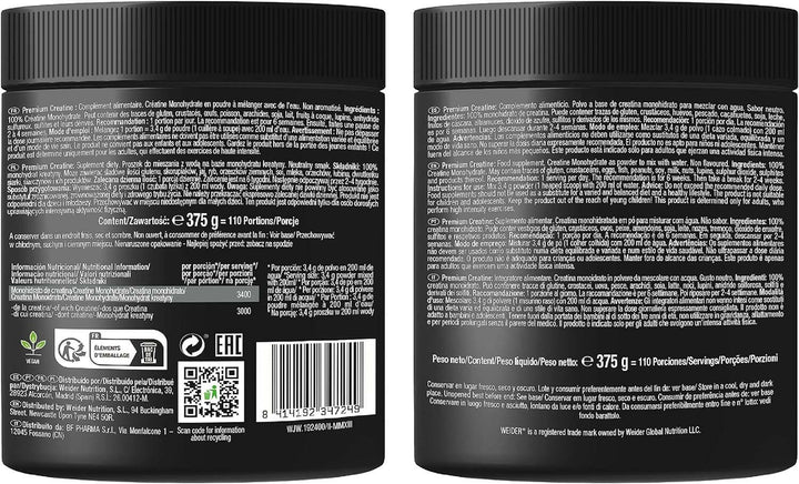 Weider PREMIUM CREATINE CREAPURE 375g - 110 scoops.